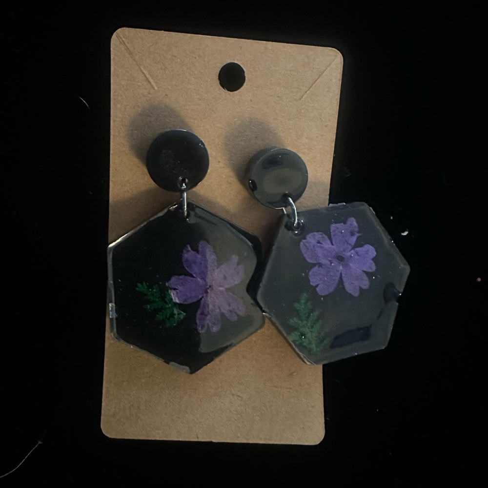 Elegant Purple Floral Earrings